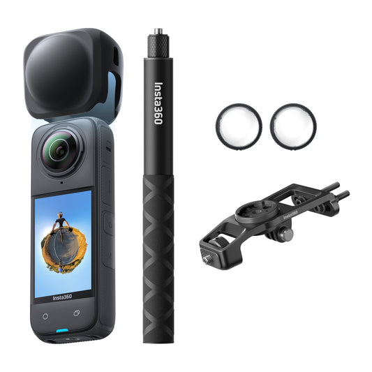 Insta360 X4 Rennrad-Bundle (Modular) - wasserdichte 8K 360 Action-Kamera, 4K Weitwinkel-Video, unsichtbarer Selfie-Stick-Effekt, Abnehmbarer Objektivschutz, 135 Minuten Akkulaufzeit, KI-Bearbeitung