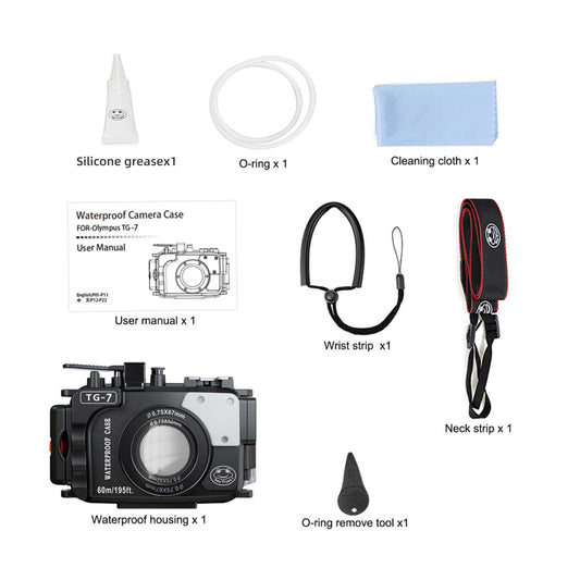 Seafrog OM System TG-7 Wasserdichtes Gehäuse, Unterwassertauchen, 60 m, funktioniert für OM System TG-7 Kameras (Gehäuse + roter Filter) (TG7-BB)