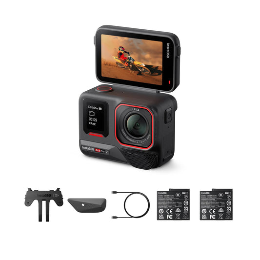Insta360 Ace Pro 2 Pack Dual Akku – wasserdichte 8K-Action-Kamera mit Leica, 1/1,3 Zoll Sensor, Dual-KI-Chip, niedrige Lichtqualität, fortschrittliches Audio, klappbares Display, KI-Edition IAC3A