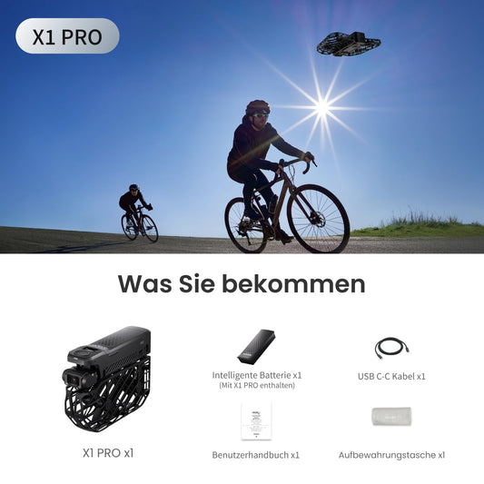 HOVERAir X1 PRO Action Cam 4K, drohne mit Kamera mit über 10 vollautomatischen Flugmodi, 42 KM/H Verfolgungsgeschwindigkeit, Fliegen überall mit OmniTerrain, Rückkollisions-Erkennung (Standard)