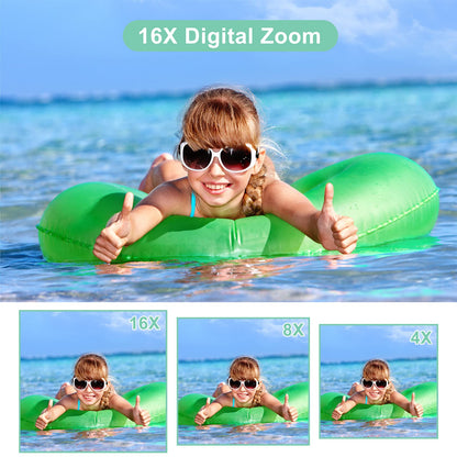 Digitalkamera 44MP 1080P FHD Fotokamera Kompaktkamera 16X Digitalzoom Fotoapparat mit 32GB Speicherkarte, Digital Kamera für Kinder, Teenager, Anfänger, Jungen, Mädchen(Grün)