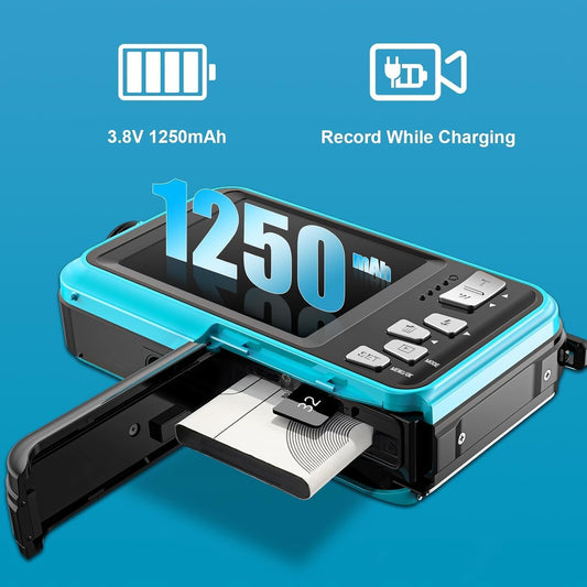 Unterwasserkamera, YISENCE UHD 4K 56MP Autofocus Digitalkamera wasserdichte mit Einer 32GB Karte Selfie Doppelte Bildschirme wasserdichte Kamera zum Schnorcheln