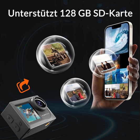 icefox Action Cam 4K 60fps 20MP, WiFi Unterwasserkamera 170° Ultra Weitwinkel Full HD mit EIS, 4XZoom, App Support Video&Foto Editing, Wasserdicht Action kameras Remote Control