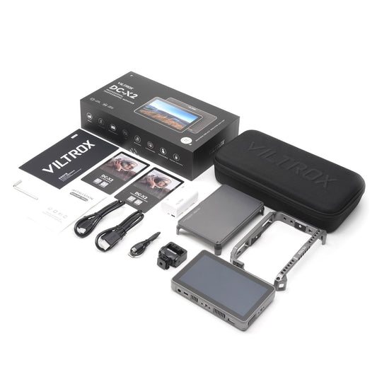 VILTROX 2000Nits Video Field Monitor Rack Kit, 4K HDMI Touchscreen 6“ Kamera Monitor, 3D LUT Ausgang Videoüberwachung Wellenform Verzerrung Peak (DC-X2 mit Rig-Käfig)