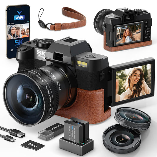 Monitech 48MP Digitalkamera 5K Videokamera Reversible Display Point and Shoot Kameras für Fotografie 16X Digitalzoom Digitalkameras für Fotografie Vlogging Kamera für YouTube mit 32GB Karte
